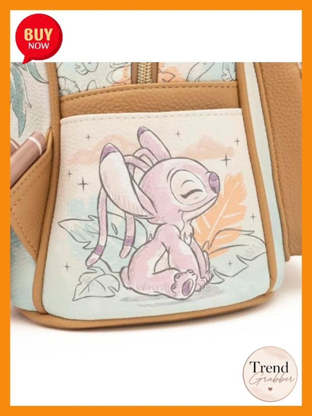 Stitch Angel Faux Leather Mini Backpack Fashion Daypack Adjustable Straps